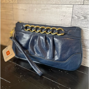 Wilson leather navy‎ blue wristlet NWT